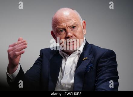 Il presidente dei British & Irish Lions e delle Lions Women Ieuan Evans parla ai media durante una conferenza stampa al Cinema della centrale elettrica di Londra. Data immagine: Martedì 16 gennaio 2024. Foto Stock