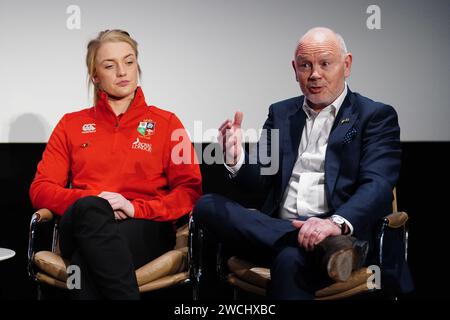 Il presidente dei British & Irish Lions e delle Lions Women Ieuan Evans parla ai media durante una conferenza stampa al Cinema della centrale elettrica di Londra. Data immagine: Martedì 16 gennaio 2024. Foto Stock