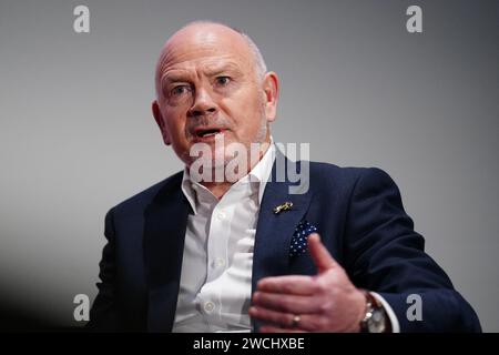 Il presidente dei British & Irish Lions e delle Lions Women Ieuan Evans parla ai media durante una conferenza stampa al Cinema della centrale elettrica di Londra. Data immagine: Martedì 16 gennaio 2024. Foto Stock