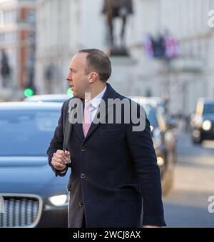 Londra, Regno Unito. 16 gennaio 2024. Matt hancock ha visto camminare a Whitehall Westminster Credit: Richard Lincoln/Alamy Live News Foto Stock