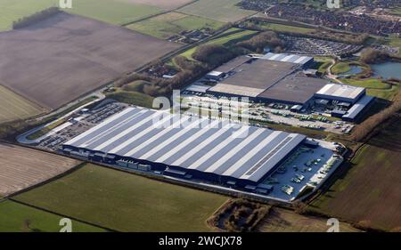 Vista aerea della fabbrica di cucine Wren e della sede centrale di Barton-upon-Humber Foto Stock