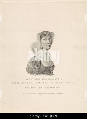 Ritratto di Wilhelmina Federica Louisa (Regina dei Paesi Bassi), Willem van Senus, dopo Johann Heinrich Schröder, 1815 - 1851 stampa Amsterdam paper etching Foto Stock