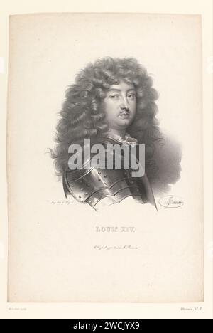 Ritratto di Luigi XIV, re di Francia, Nicolas Maurin, 1825 - 1842 stampa Paris paper Historical Persons Foto Stock