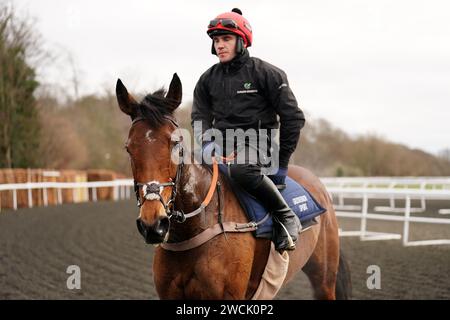 Foto del file datata 28-02-2023 di Love Envoi. Harry Fry sta tenendo le dita incrociate il Winter Million Racing Festival di Lingfield batte il freddo scatto per dare a Love Envoi l'opportunità di tornare sulla pista vincente. Data di emissione: Martedì 16 gennaio 2024. Foto Stock