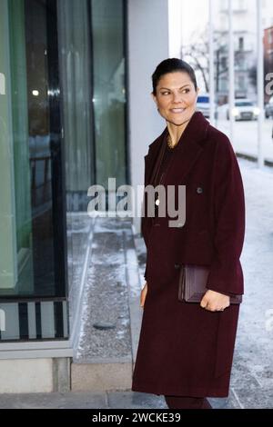 Stoccolma, Svezia. 16 gennaio 2023. La principessa Vittoria visita l'Accademia della difesa di Stoccolma, Svezia. 16 gennaio 2023. Foto di Henrik Montgomery/TT/code 10060 credito: TT News Agency/Alamy Live News Foto Stock