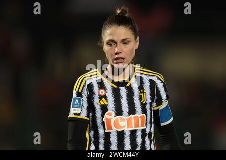 Biella, Italia. 13 gennaio 2024. Cecilia Salvai della Juventus durante la partita di serie A femminile allo Stadio Vittorio Pozzo di biella. Il credito fotografico dovrebbe leggere: Jonathan Moscrop/Sportimage Credit: Sportimage Ltd/Alamy Live News Foto Stock