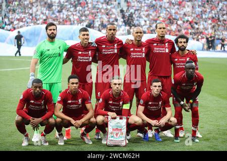 Madrid, Spagna. 1 giugno 2019. Squadra del Liverpool vista durante la finale di UEFA Champions League tra Tottenham e Liverpool a Wanda Metropolitano. Punteggio finale; Tottenham 0:2 Liverpool. (Foto di Grzegorz Wajda/SOPA Images/Sipa USA) credito: SIPA USA/Alamy Live News Foto Stock