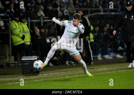 Bochum, Deutschland. 14 gennaio 2024. Fussball; Spieltag 17; 1. Bundesliga; Saison 20223/2024; VfL Bochum gegen Werder Brema AM 14.01.2024 a Bochum. UBz: 08 Mitchell Weiser, Werder Brema. Credito: dpa/Alamy Live News Foto Stock