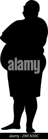 Una silhouette da uomo obeso in piedi. Illustrazione vettoriale Illustrazione Vettoriale