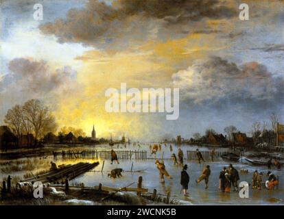 Paesaggio invernale, dipinto di Aert van der Neer Foto Stock