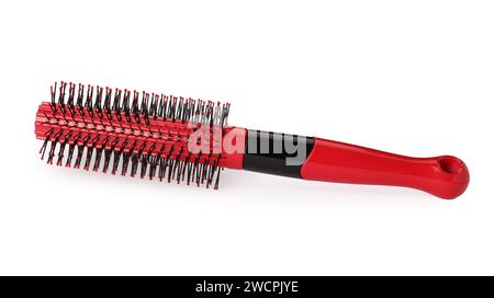 Una nuova spazzola rossa isolata su bianco Foto Stock