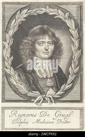 Ritratto di Reinier de Graaf, Anna Maria van Schurman, 1666 - 1673 stampa Ritratto del medico e anatoma Reinier de Graaf. incisione/incisione della carta Foto Stock