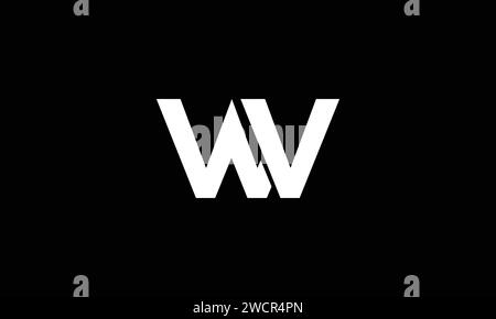 Logo grafico monogramma minimal ed elegante. Eccezionale, professionale, alla moda, fantastico logo artistico VW WV Initial Based Alphabet. Illustrazione Vettoriale