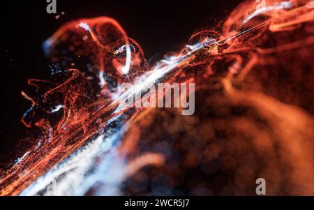 Sfondo di particelle a onda fluente astratte, rendering 3D. Illustrazione 3D. Foto Stock