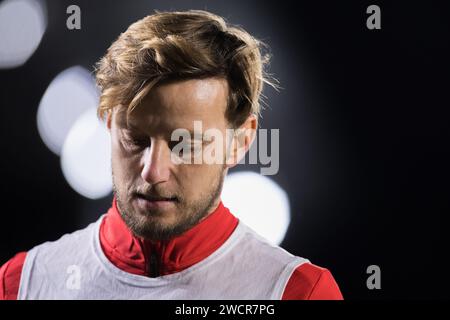 Getafe, Spagna. 16 gennaio 2024. Ivan Rakitic di Siviglia visto durante la Coppa del Rey Round of 16 match tra Getafe e Siviglia al Coliseum Stadium. Punteggio finale; Getafe 1 : 3 Sevilla credito: SOPA Images Limited/Alamy Live News Foto Stock