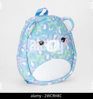 Borsa Messenger Unicorn a tracolla per bambini astuccio portamonete per bambini Borsa per bambini isolata su sfondo bianco. zip e tracolle. Foto Stock