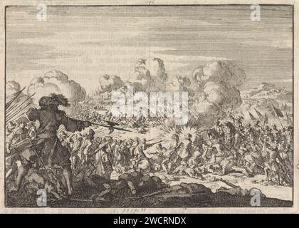 Battle of Seneffe, 1674, Jan Luyken, 1698 tipografia: Amsterdampublisher: Leiden paper etching / letterpress Printing Battle (+ Land Forces) Tendon Foto Stock