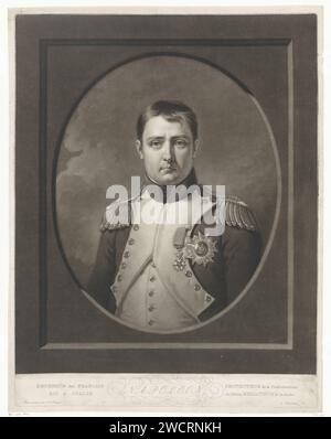 Portret van Napoleon i Bonaparte, Charles Howard Hodges, stampa del 1811 Ritratto busto di Napoleone Bonaparte, imperatore dei francesi. E' vestito in uniforme con spalline. Giornale di Amsterdam Foto Stock