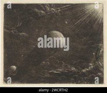 Eclissi lunare, Vincent Laurensz. Van der Vinne (II), 1696 - 1742 stampa Haarlem paper Eclipse of the Moon Foto Stock