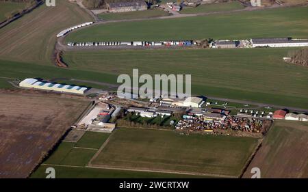 Vista aerea dell'aerodromo di Breighton, un piccolo campo di aviazione vicino a Selby, North Yorkshire Foto Stock