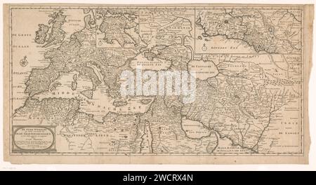 Mappa del Vecchio mondo, J. Keiser, 1728 Stampa Mappa del vecchio mondo. In basso a sinistra il cartiglio del titolo con una spiegazione delle abbreviazioni utilizzate in basso. In alto a destra una scommessa con una mappa di una parte dell'Italia. Al piano superiore, a sinistra del centro, una scommessa con una mappa del Peloponneso. La scheda è dotata di una distribuzione a gradi lungo i bordi. In alto a destra contrassegnato da: 1. parte. pag. 1. Incisione su carta di Amsterdam (mappa dell'Europa). (mappa di) Africa. (mappa di) Asia Europa. Nord Africa. Medio Oriente. Grecia. Italia Foto Stock