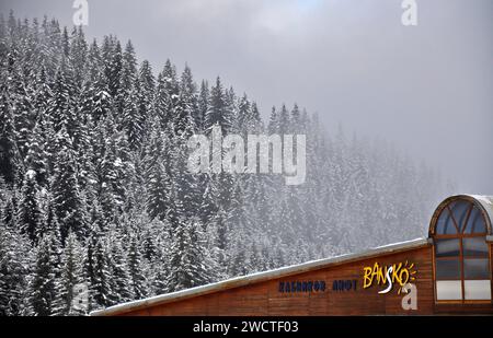 Bansko Bulgaria, logo Bansko, Bansko, neve, stazione sciistica, cabinovia, resort invernale, stazione di risalita, viaggi, viaggi, viaggi, viaggi, turismo, resort, Europa orientale, Balcani, EU, stazione di funivia Bansko Bulgaria, Bulgaria, bulgaro, Foto Stock