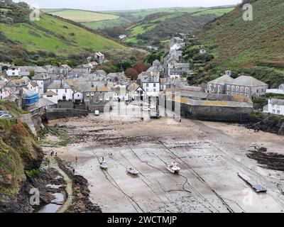 Port Isaac Cornwall UK drone , aereo , vista dall'alto Foto Stock