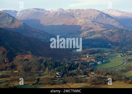 Helvellyn giorno invernale Patterdale il Lake District Inghilterra Foto Stock