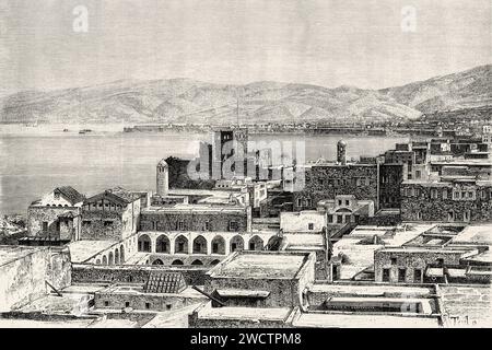 La città di Beirut e il Monte Libano. Viaggio in Siria 1875-1878 di Charles Louis Lortet (1836 - 1909) incisione del vecchio XIX secolo da le Tour du Monde 1880 Foto Stock