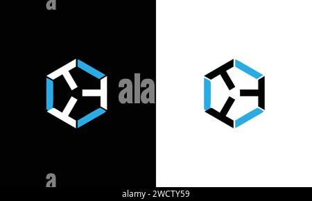 t modello vettoriale con logo esagonale iniziale triplo Illustrazione Vettoriale