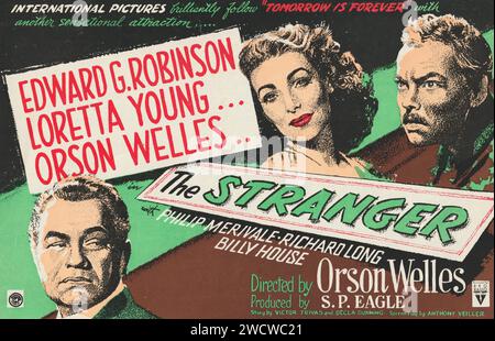 Lo straniero (RKO, 1946). Programma Orson Welles, Loretta Young e Edward G. Robinson Foto Stock