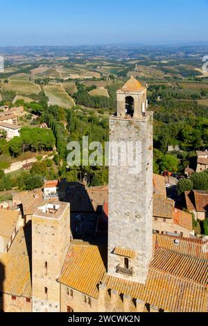Italia, Toscana, Val d'Elsa, il borgo medievale di San Gimignano, centro storico dichiarato Patrimonio dell'Umanità dall'UNESCO Foto Stock
