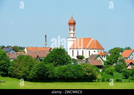 Germania, Bade Wurttemberg, alta Svevia, alta via barocca Svevia, Steinhausen an der Rottum, chiesa di pellegrinaggio dell'assunzione Foto Stock
