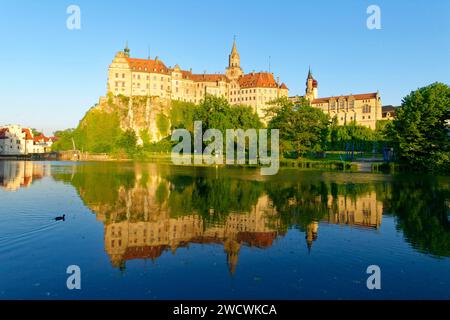 Germania, Baden Wurttemberg, Alta Svevia (Schwäbische Alb), Sigmaringen, Sigmaringen Castle, un Castello Hohenzollern, royal palazzo residenziale e sede amministrativa dei principi di Hohenzollern-Sigmaringen Foto Stock