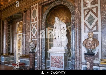Francia, Yvelines, Versailles, Reggia di Versailles, dichiarata Patrimonio dell'Umanità dall'UNESCO, sala della Venere, Statua di Luigi XIV di Jean Varin tra il 1665 e il 1670 Foto Stock