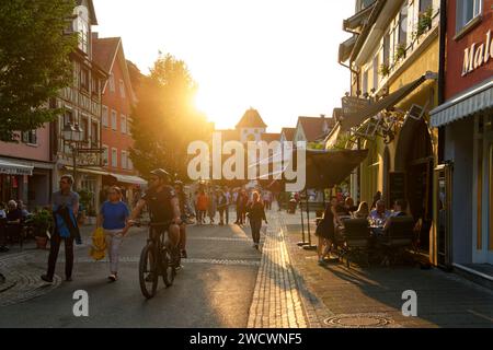 Germania, Baden Wurttemberg, Lago di Costanza (Bodensee), Meersburg, Centro storico, Unterstadttor torre d'ingresso Foto Stock