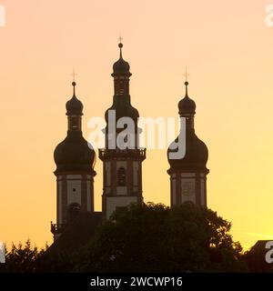 Francia, Bas Rhin, la Ried, Ebersmunster, Saint Maurice chiesa abbaziale del xviii secolo e di stile barocco tedesco Foto Stock