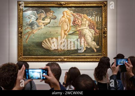 Italia, Toscane, Firenze, Galleria degli Uffizi, "la nascita di Venere" di Sandro Botticelli Foto Stock