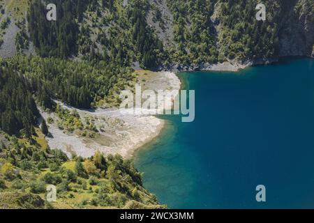 Francia, Isere (38), Bourg-d'Oisans, Lac du Lauvitel, il lago più grande del Parco Nazionale di Ecrins Foto Stock