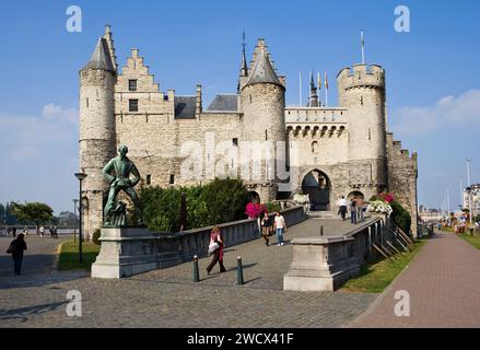 Het Steen, fortezza medievale, centro storico di Anversa, Fiandre, Belgio, Europa Foto Stock