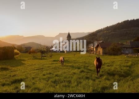 Francia, Isere (38), Belledonne Massif, il villaggio di Revel Foto Stock