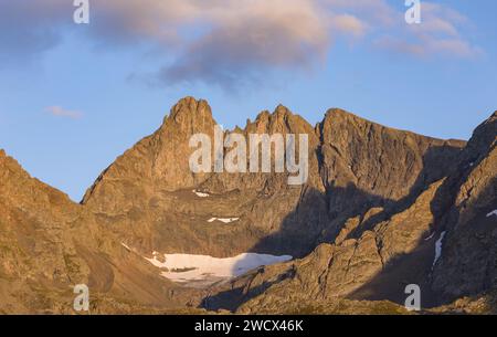 Francia, Isere (38), il ghiacciaio Freydane, l'unico ghiacciaio nel massiccio del Belledonne, sotto il Trois Pics de Belledonne Foto Stock