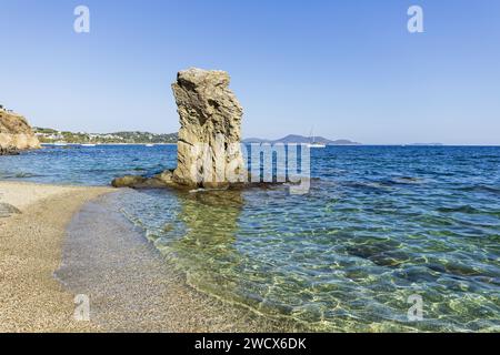 Francia, Var, Tolone, Pointe du Pipary, tra la Tour Royale e Fort Saint Louis, spiaggia di Miter Foto Stock