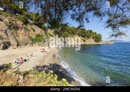 Francia, Var, Tolone, Pointe du Pipary, Pipady Beach Foto Stock