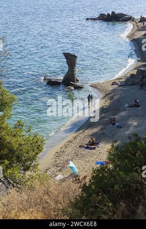 Francia, Var, Tolone, Pointe du Pipary, tra la Tour Royale e Fort Saint Louis, spiaggia di Miter Foto Stock