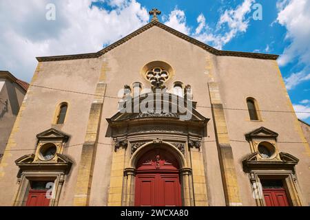 Francia, Mosella, Metz, chiesa di Santa Massimina, portale principale Foto Stock