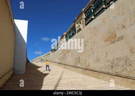 Mura della città di la Valletta a Malta Foto Stock