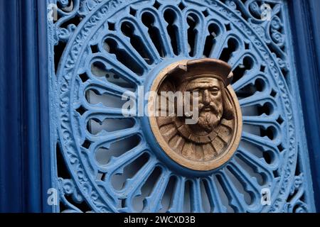 Francia, Doubs, Besanc, Rue Charles Nodier, porta d'ingresso, dettagli Foto Stock