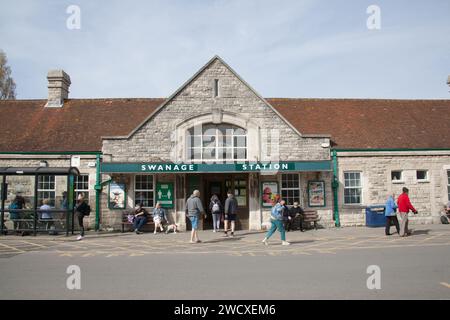 Stazione ferroviaria di Swanage nel Dorset, nel Regno Unito Foto Stock