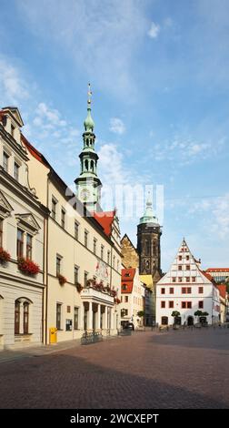 Townhouse in piazza del Mercato Vecchio - Am Markt a Pirna. Stato della Sassonia. Germania Foto Stock